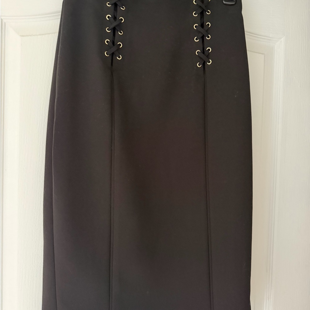 White House Black Market Black Lace-Up Pencil Skirt